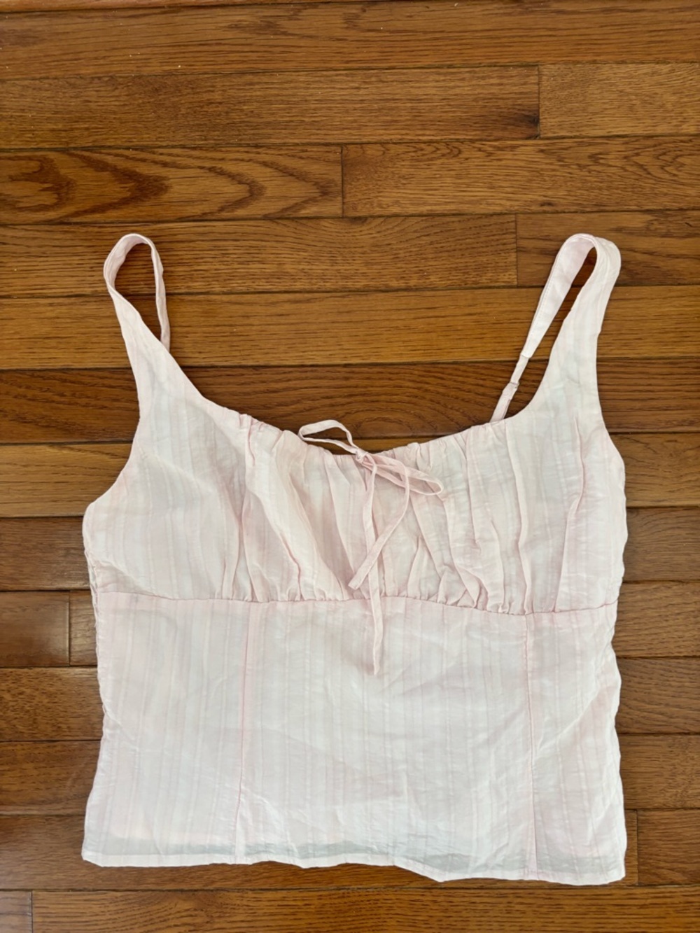 Nordstrom’s All in Favor Pink/White Tie-Front Square Neck Tank Top, Size XL, NWT